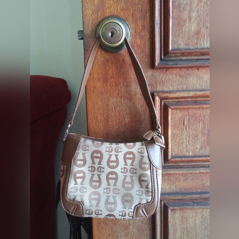 Look !! Etienne Aigner small Brown  Horseshoe Satchel Handbag Purse nice!!